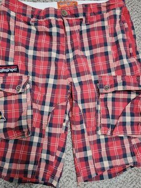 The Rolling Paper Co., Men's Plaid Cargo Shorts NYC Artisan Size 36